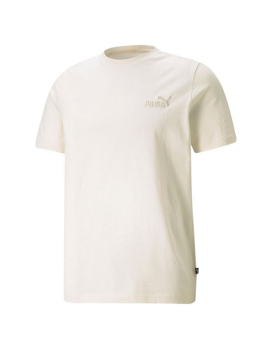 Camiseta de algodão com logotipo bordado e gola redonda