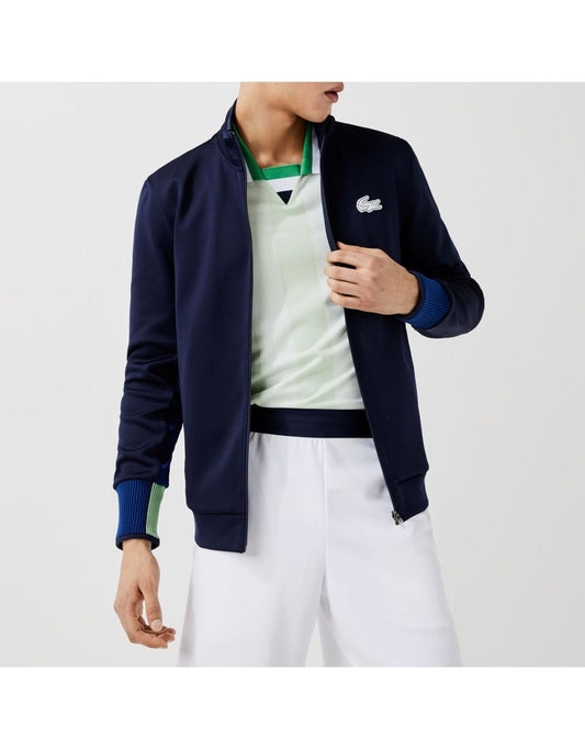 Jaqueta masculina Lacoste Sport com zíper para treino de corrida