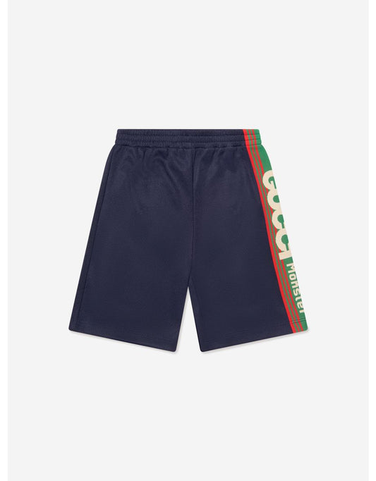 Bermudas com logotipo para meninos em azul-marinho