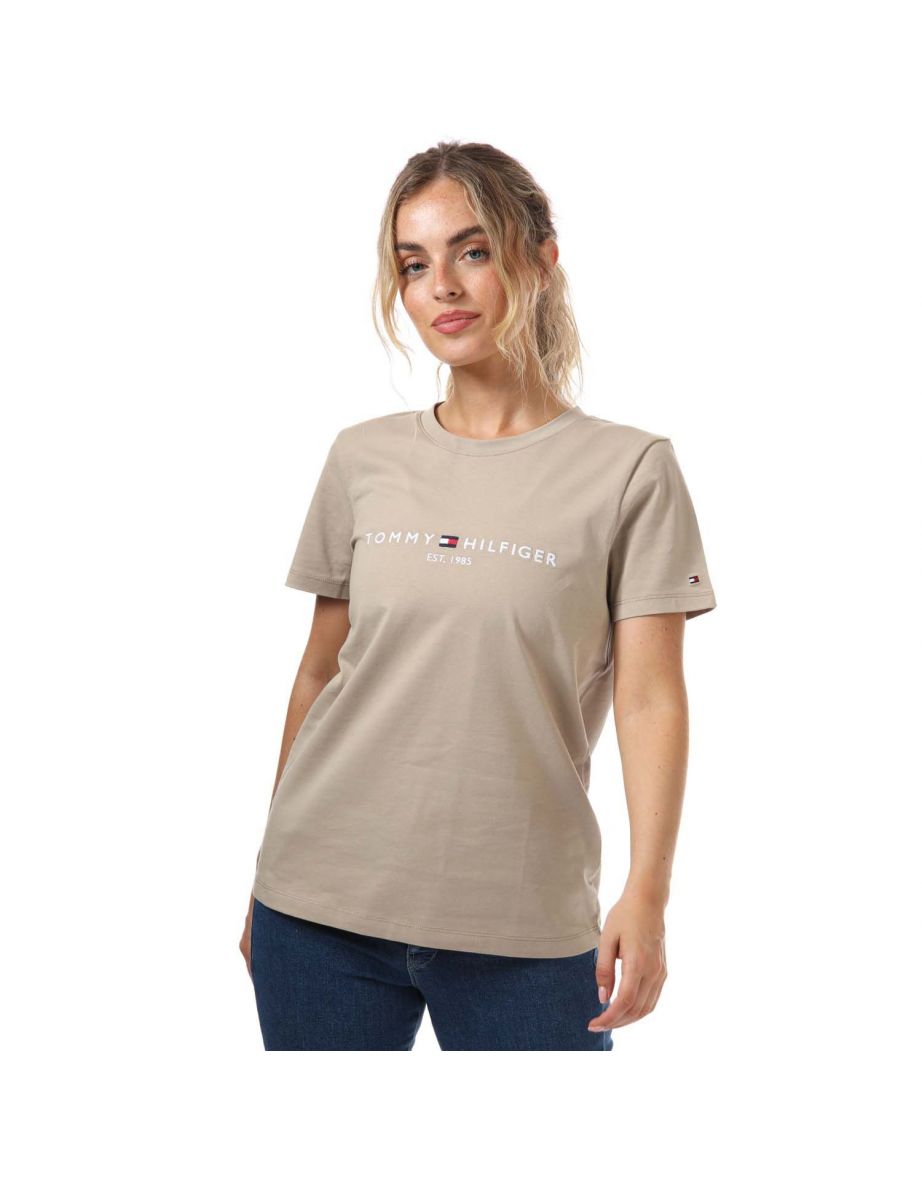 Maglietta Tommy Hilfiger Cream Logo Donna in puro cotone organico
