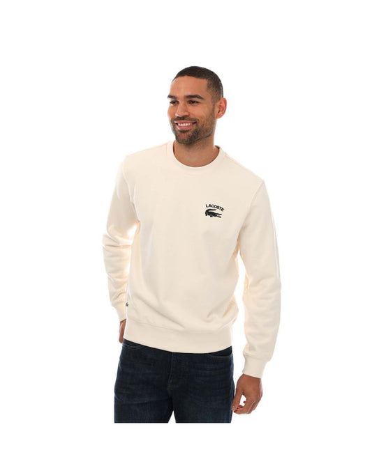 Moletom masculino com logotipo da Lacoste em branco