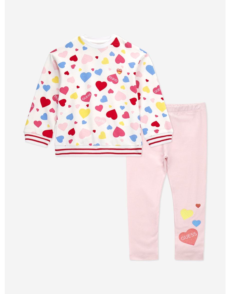Set di leggings da bambina con cuori desiderosi multicolore