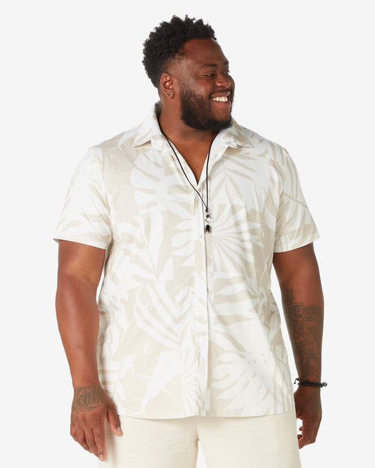 Camicia uomo Plus Size a maniche corte con stampa floreale in bianco di Allman per Riachuelo