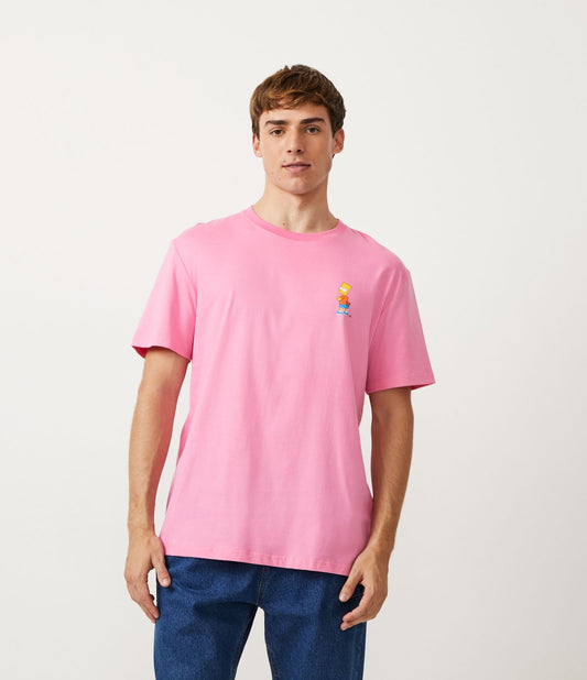 Pink Bart Print T-Shirt in Soft Knit Fabric