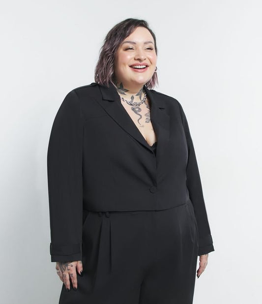 Jessica Lopes Collection - Blazer sartoriale nero - Curve e taglie forti
