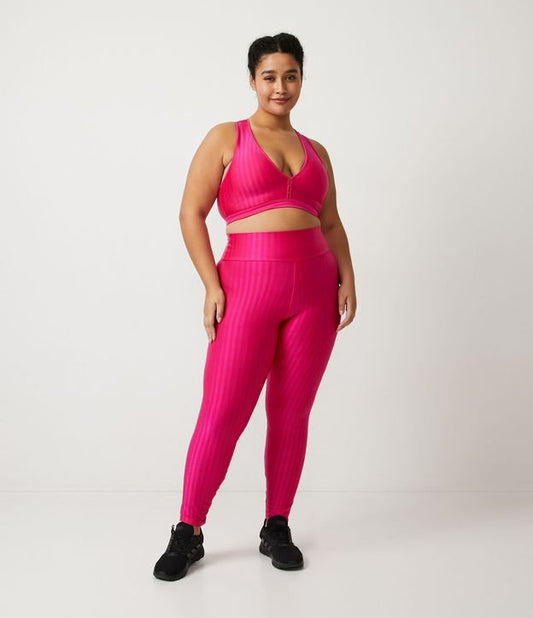 Leggings de poliamida texturizados Curve & Plus Size rosa