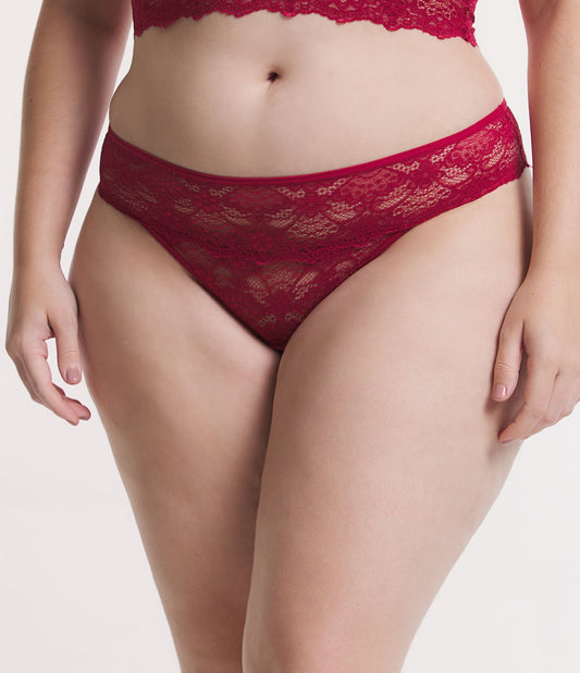 Tanga Encaje Floral Curve y Tallas Grandes Rojo