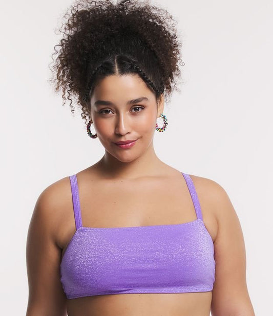 Top bikini con cinturino in microfibra lucida - Carnival Curve & Plus Size in Lavanda Lilla