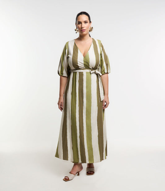 Maxi abito a righe Curve & Plus Size Verde/Beige