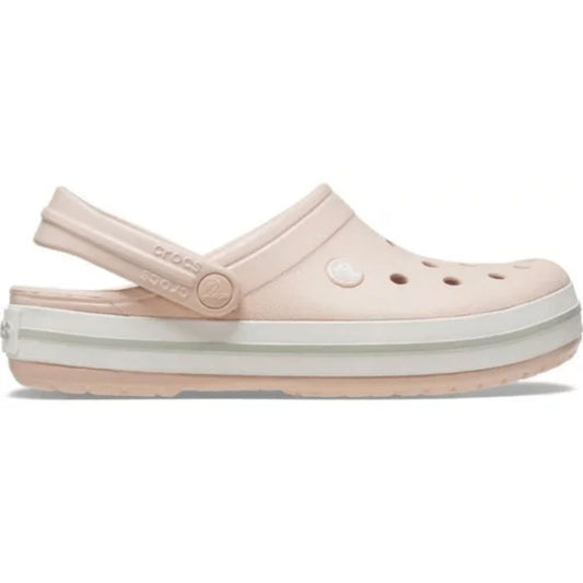 Tamancos Crocs rosa listrados