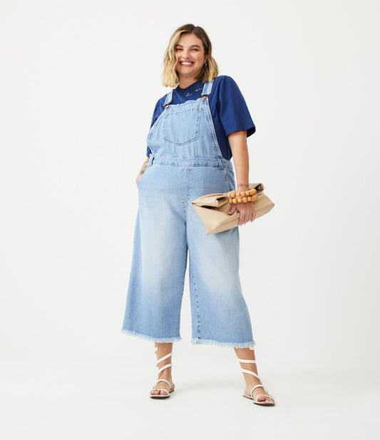 Macacão pantacourt jeans Blue Curve & Plus Size