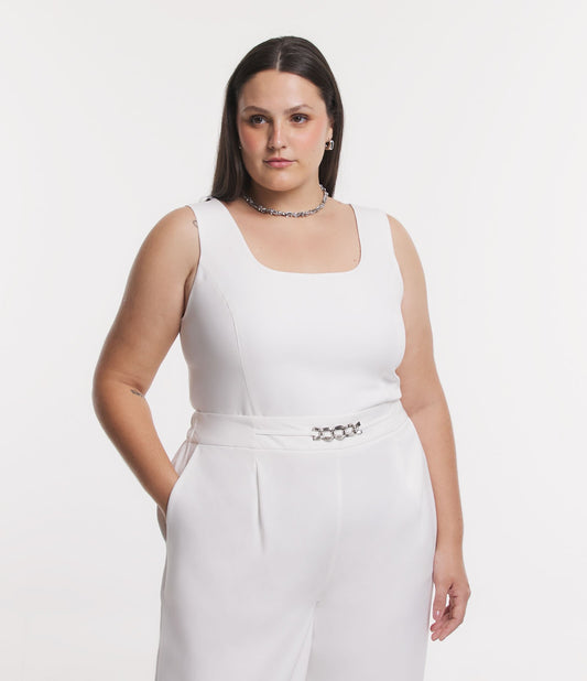 Camicetta sartoriale bianca con schiena smockata - Curve e taglie forti