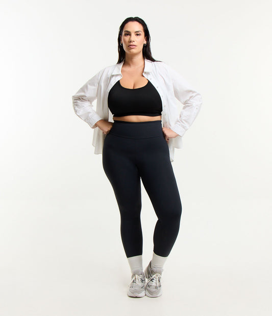 Leggings neri in poliammide con tecnologia Dry Curve e taglie forti