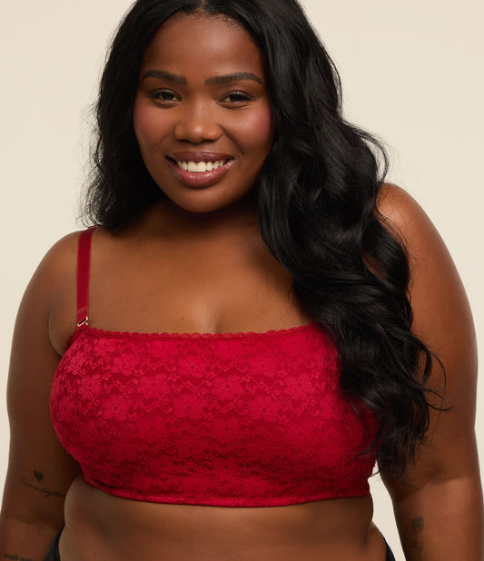 Bralette de renda com alças removíveis, Curve e Plus Size, vermelho