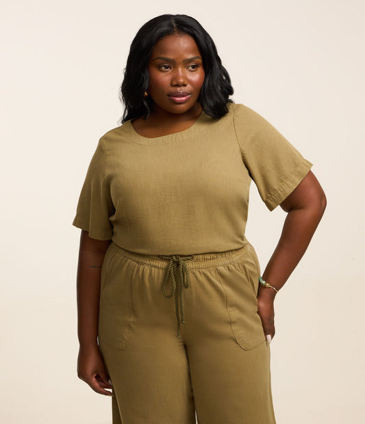 Camicetta in twill leggero marrone - Curve e taglie forti