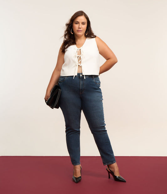 Jeans mamma con orlo elasticizzato e arrotolato, Curve e taglie forti, blu