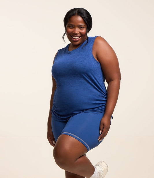 Canotta sportiva blu plus size con tecnologia Dry Curve