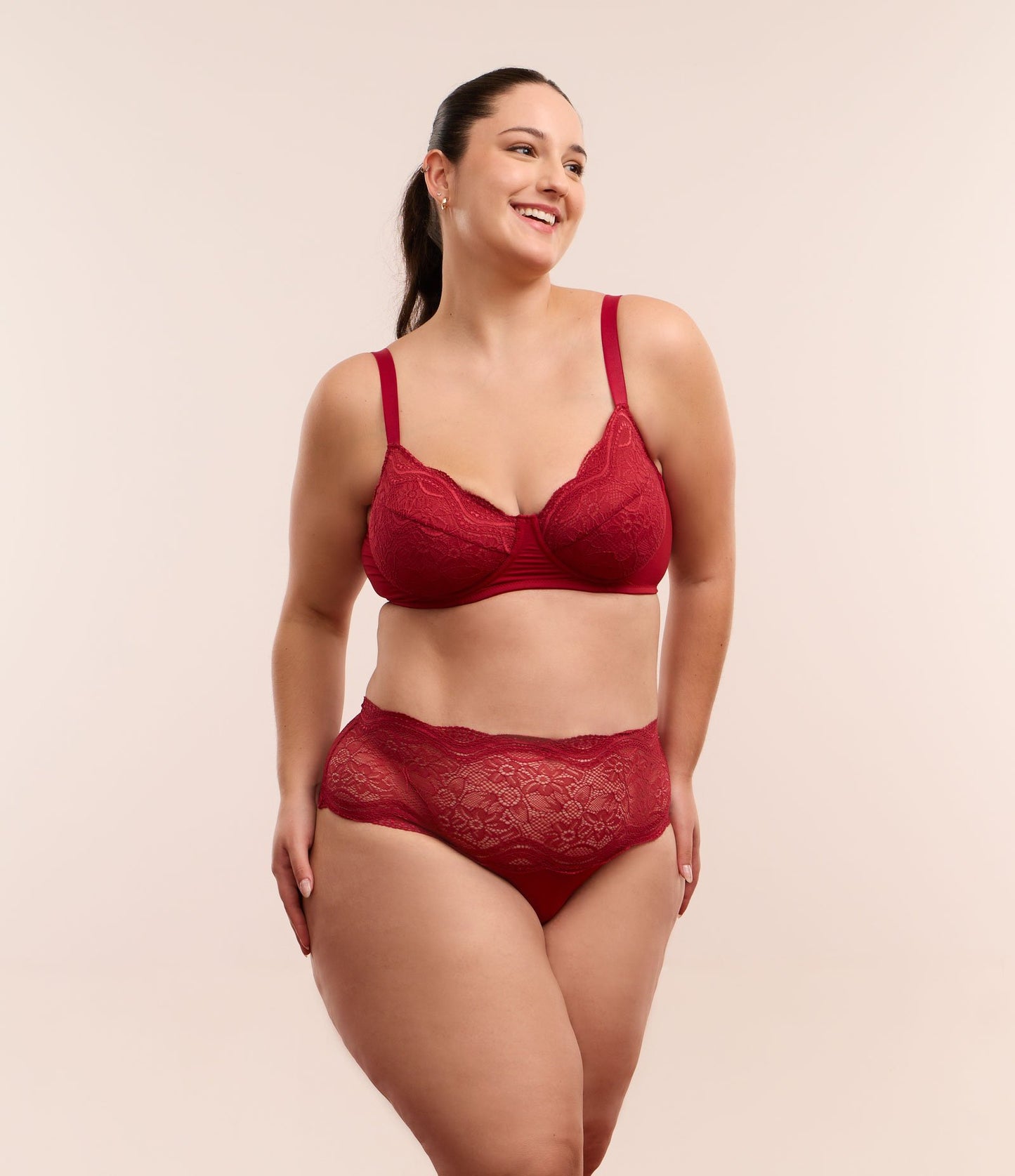 Mutandine Boyshort in pizzo rosso - Curve e taglie forti