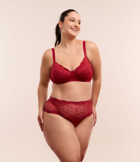 Mutandine Boyshort in pizzo rosso - Curve e taglie forti