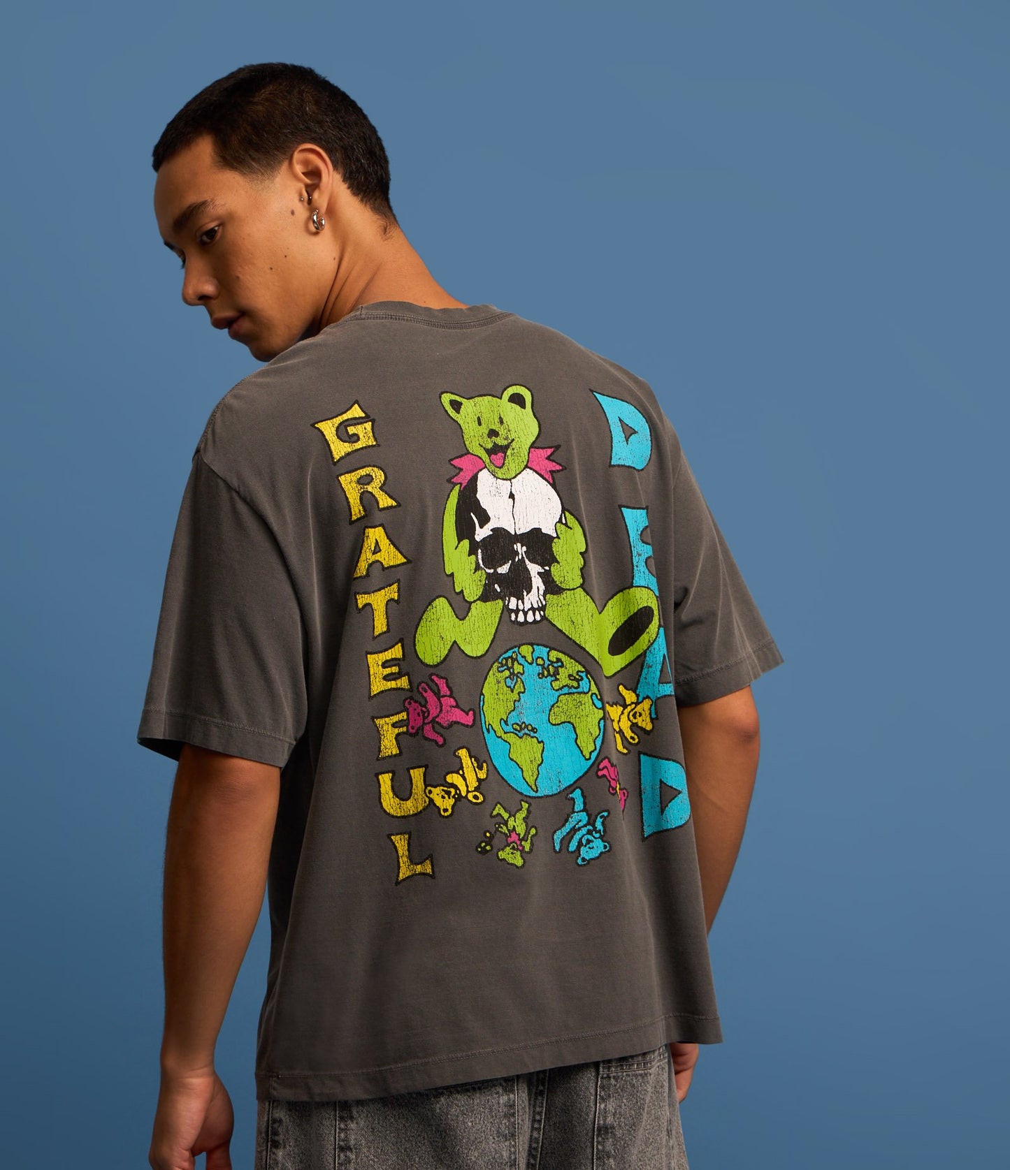 Camiseta Grateful Dead Graphic Gris Boxy Algodón