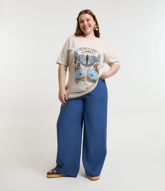Pantaloni in viscosa a gamba larga in versione Curve e taglie forti - Blu