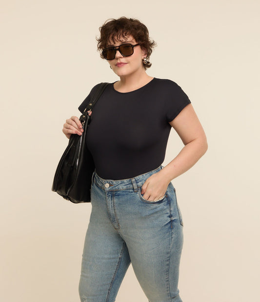 Macacão de poliamida com decote em barco Black Curve & Plus Size