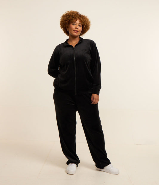 Pantaloni sportivi a gamba dritta in felpa Curve e taglie forti - Nero