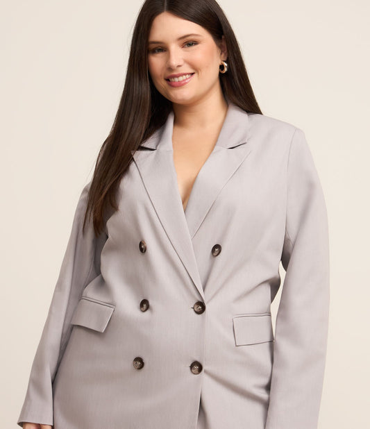 Blazer doppiopetto sartoriale in grigio - Curve & Plus Size