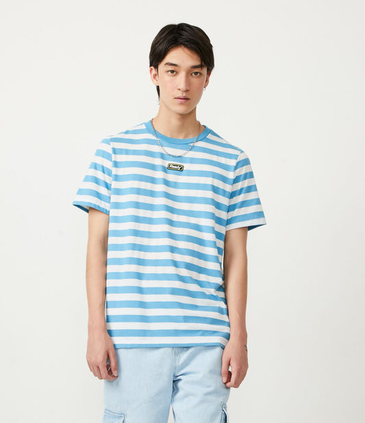 Regular Cotton T-Shirt with Blue Stripes