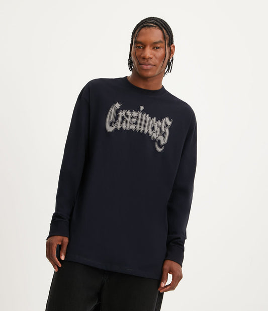Camiseta de ajuste regular em tecido de malha com a inscrição "Craziness" em azul