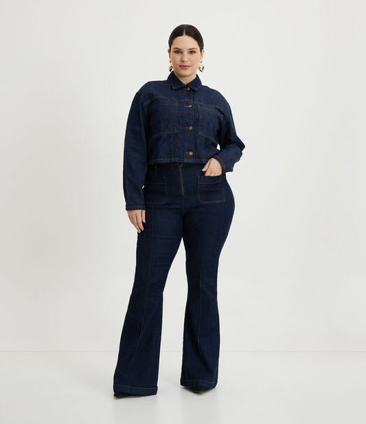 Vaqueros acampanados con cremallera frontal - Curvas y tallas grandes - Azul