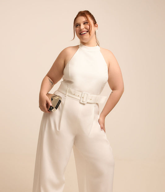 Macacão com cinto, Curve & Plus Size, branco