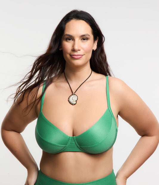Top bikini con ferretto senza imbottitura, Curve e taglie forti, verde