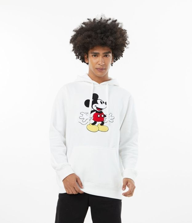 Moletom com pulôver bordado do Mickey branco