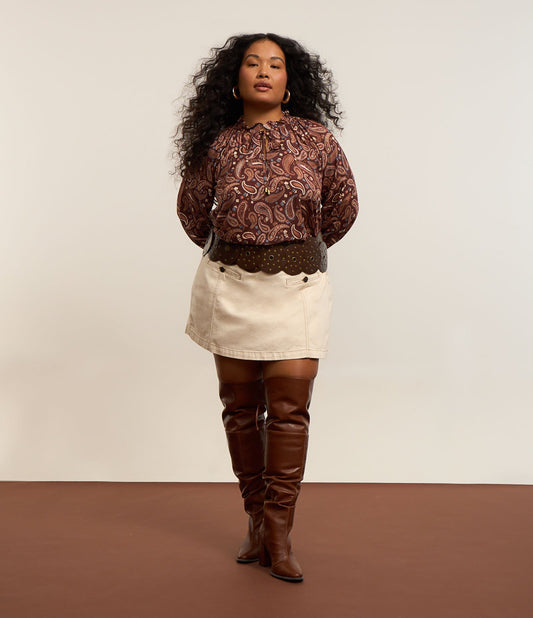 Gonna corta in Twill con tasca nascosta, Curve e taglie forti, Beige