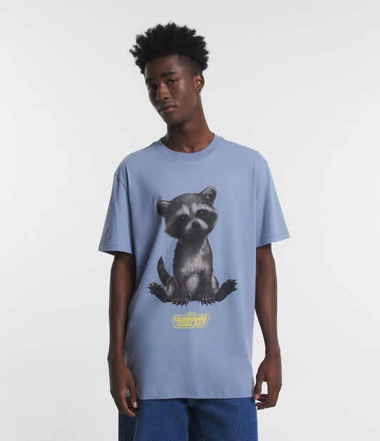 Comfort T-Shirt in Blue Knit Fabric with Baby Rocket Print