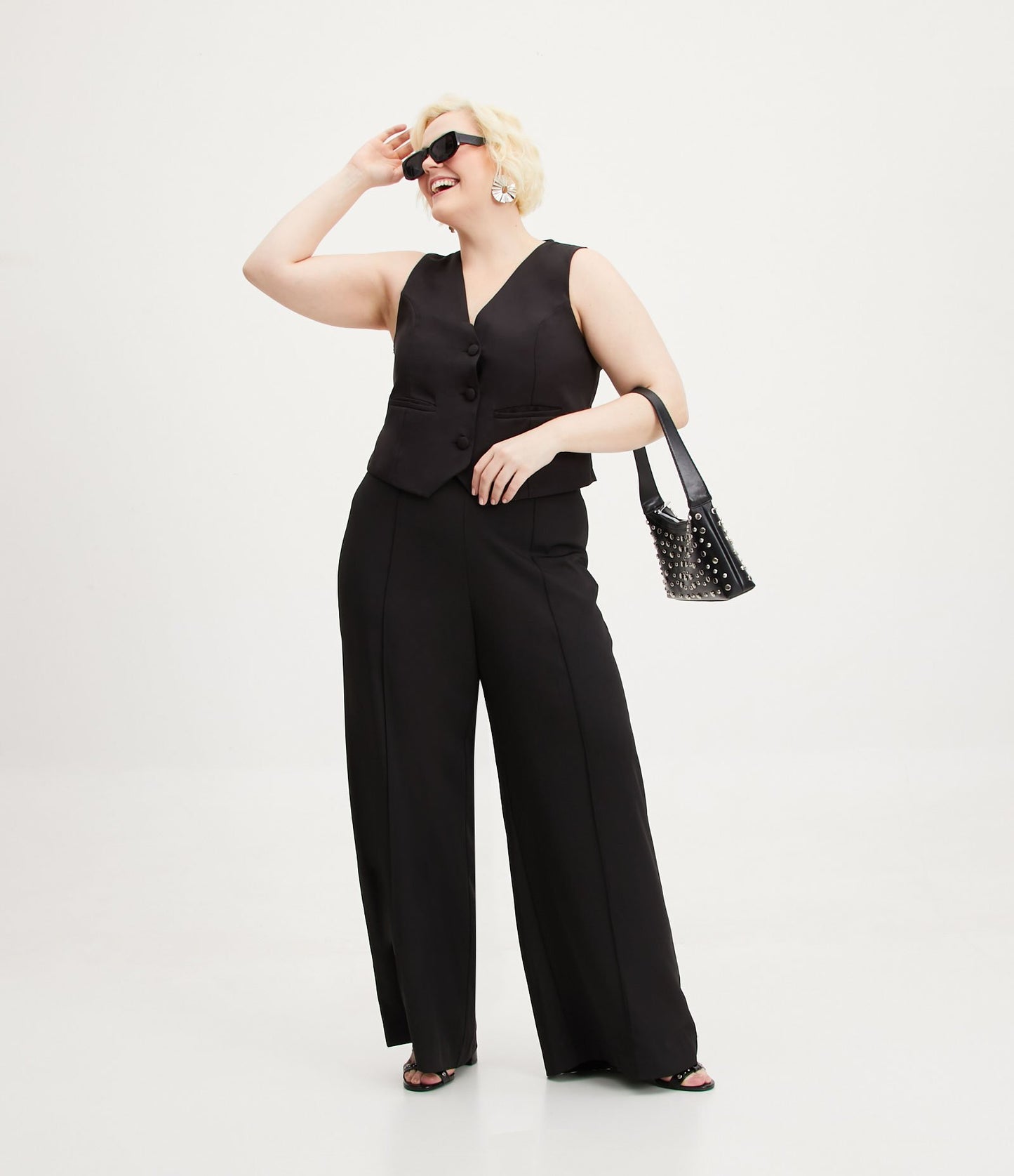 Pantaloni palazzo in crepe neri - Curve e taglie forti