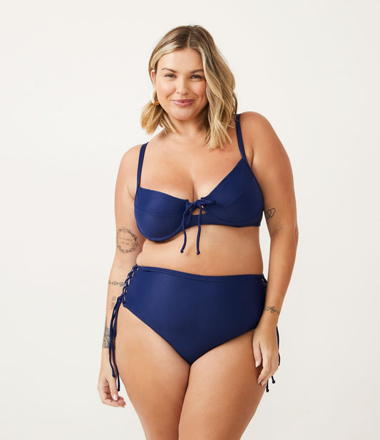 Top bikini demi-cup in poliammide testurizzata in blu - Curve e taglie forti