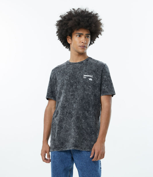 Camiseta de manga curta de algodão com estampa Imperfect Black