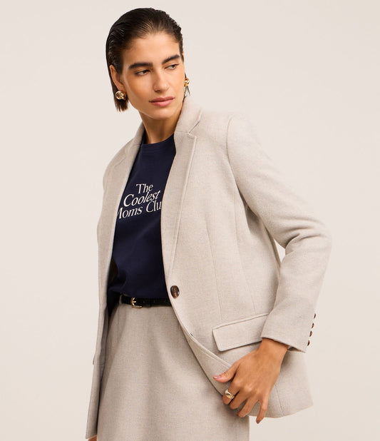 Blazer oversize grigio a spina di pesce in Polyvelour