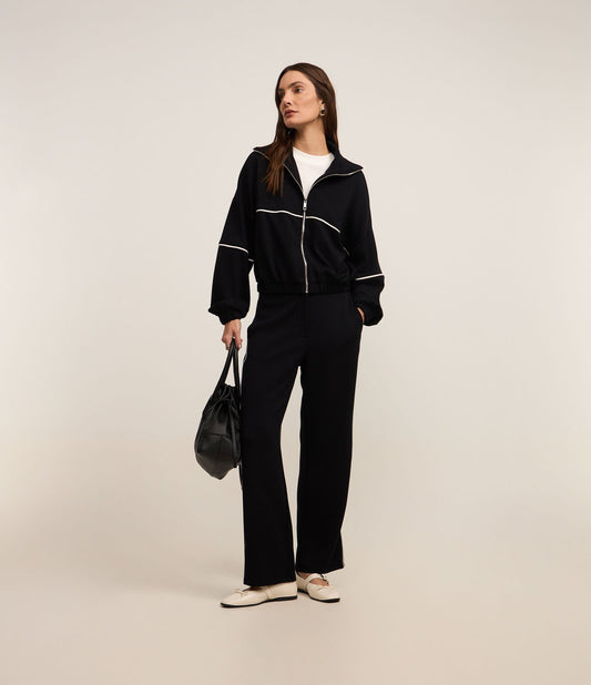 Straight Sweatpants with Modal and Black Contrasting Piping
