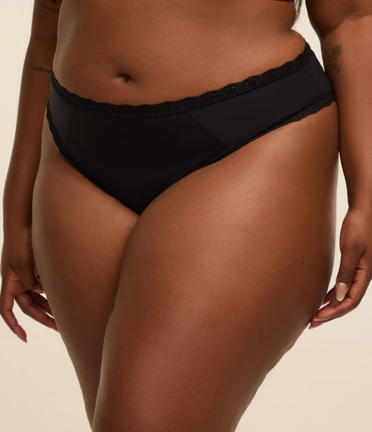 Mutandine bikini in microfibra con pizzo, Curve e taglie forti, nero