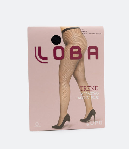 Medias de rejilla de microfibra Loba Curve y tallas grandes Negro
