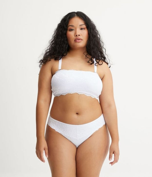 Braguitas Blancas de Encaje de Doble Tira - Curvas y Tallas Grandes