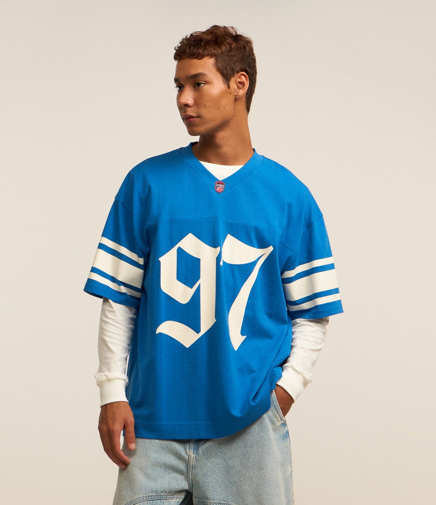 Maglietta sportiva di football americano oversize blu