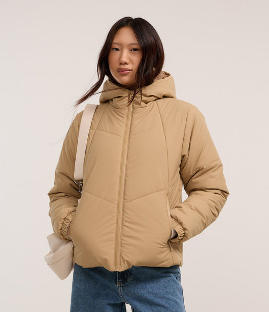 Ultra-Light Jacket with Hood and Beige Zipper Pocket