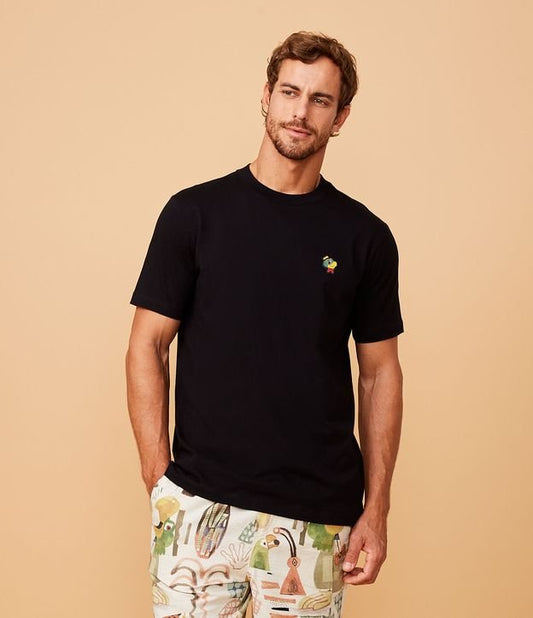 Camiseta Regular Fit de algodão com estampa Zé Carioca preta