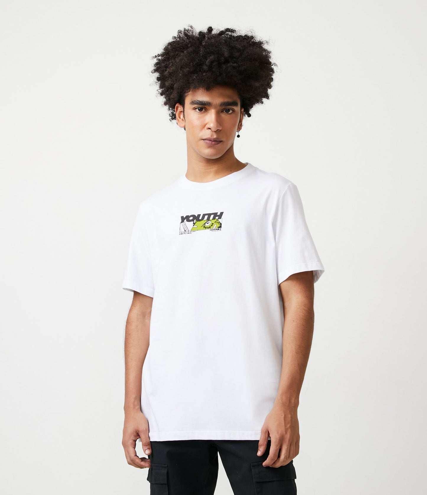 Maglietta bianca a mezza maglia con stampa di rane