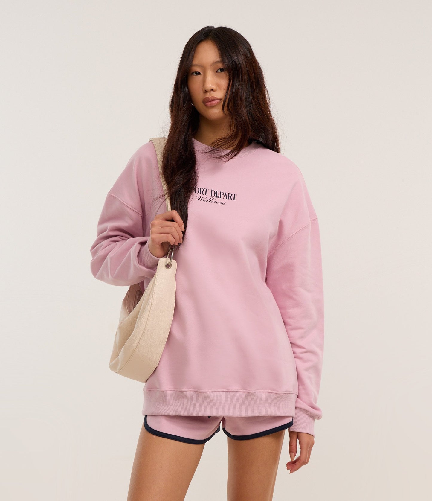 Felpa college rosa con scritta Sport Department Wellness