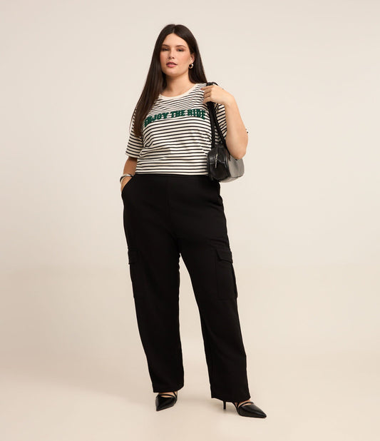 Pantaloni con tasca Cargo in crepe, Curve e taglie forti, nero